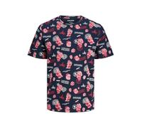 JACK & JONES Men's Jjxmas AOP Tee SS Crew Neck, Sky Captain, XL