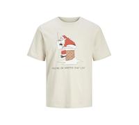 JACK & JONES Men's Jjxmas Funny Tee SS Crew Neck T-Shirt, Moonbeam, M