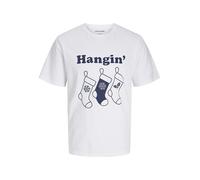 JACK & JONES Men's Jjxmas One Color Funny Tee SS Crew Neck T-Shirt, Bright White, M