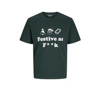 JACK & JONES Men's Jjxmas One Color Funny Tee SS Crew Neck T-Shirt, Scarab, L