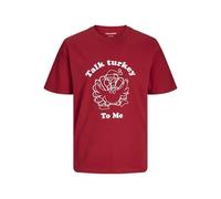 JACK & JONES Men's Jjxmas One Color Funny Tee SS Crew Neck T-Shirt, Scarlet Sage, XS