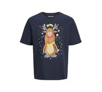 JACK & JONES Men's Jjxmas One Color Funny Tee SS Crew Neck T-Shirt, Sky Captain, L