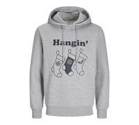 JACK & JONES Men's Jjxmas One Colour Funny Sweat Hood Sweatshirt, Light Grey Mix, XL