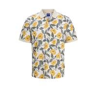 JACK & JONES Men's Joralmeria AOP Polo SS, Buttercream, XS