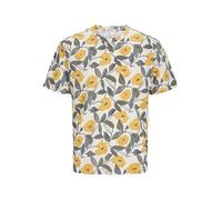 Jack & Jones Men's Joralmeria AOP Tee SS Crew Neck, Buttercream, XL