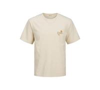 JACK & JONES Men's Joralmeria Chain Stitch Tee SS Crew Neck, Antique White, M