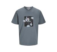 JACK & JONES Men's Joralmeria Front Tee SS Crew Neck, Stormy Weather, XL