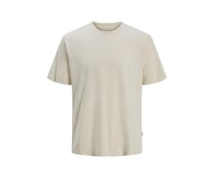 JACK & JONES Men's Joralmeria Stamp Tee SS Crew Neck, Antique White, S