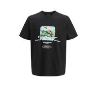 JACK & JONES Men's Joralmeria Stamp Tee SS Crew Neck, Black, L