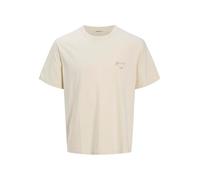 JACK & JONES Men's Joralmeria World Tee SS Crew Neck, Antique White, S