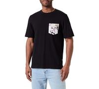 JACK & JONES Men's Joraruba Abstract AOP Pocket Tee Ss Cn T-Shirt, Black, XS