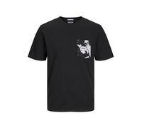 JACK & JONES Men's Joraruba Convo Pocket Tee SS Crew Neck T-Shirt, Black, M