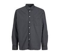 JACK & JONES Men's Jorbill Oversized Shirt Ls Cbo, Black/Stripes:, L
