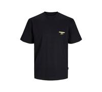 JACK & JONES Men's Jorbora Branding Tee Ss Crew Neck Blk T-Shirt, Black, L