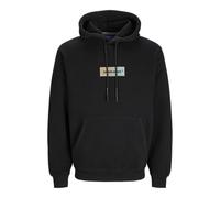 JACK & JONES Men's Jorbronx Rectangle Sweat Hood Sweatshirt, Black, S
