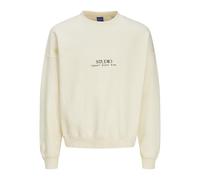 JACK & JONES Men's Jorbrooklyn Graphic Sweat Crew Neck Ln Sweatshirt, Antique White, M