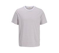 JACK & JONES Men's Jorcanggu Stripe Tee SS Crew Neck, Bright White, M