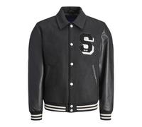 JACK & JONES Men's Jorcarter Varsity Wool Blend Bomber Noos College Jacket, Black, M