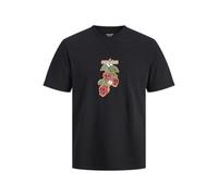 JACK & JONES Men's Jorcatskills Skull Tee SS Crew Neck, Black, L