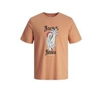 JACK & JONES Men's Jorcoconut Skull Tee SS Crew Neck T-Shirt, Canyon Sunset, M