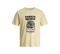 JACK & JONES Men's Jorcoconut Skull Tee SS Crew Neck T-Shirt, Italian Straw, S