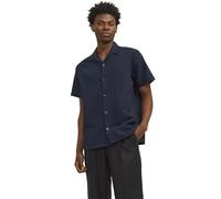 JACK & JONES Men's Joreaster Palma Seersucker Shirt Ss Short-Sleeved, Sky Captain/Detail: Solid, L