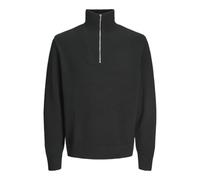 JACK & JONES Men's Jorfrederiksberg Knit Half Zip Sn Jumper, Black, XXL