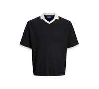 JACK & JONES Men's Jorgramercy Knit Ss Retro Polo, Black, L