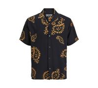 JACK & JONES Men's Jorluke Party AOP Shirt SS Blk Short Sleeve Shirt, Black, M