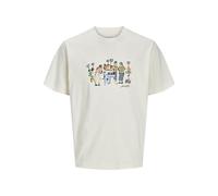 JACK & JONES Men's Jormanchester Sketch Tee SS Crew Neck, Antique White, S