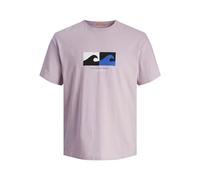 JACK & JONES Men's Jormarbella Branding Tee SS Crew Neck T-Shirt, Lavender Frost, XS