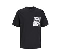 JACK & JONES Men's Jormarbella Pocket Tee SS Crew Neck T-Shirt, Black, XS
