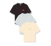JACK & JONES Men's Jormykonos Back Tee Ss Crew Neck 3pk Mp T-Shirt, Italian Straw/Pack:w. Graymist+Black, XXL