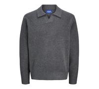 JACK & JONES Men's Jorollie Knit Ls Polo Jumper, Iron Gate, M