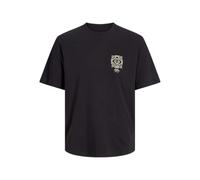 JACK & JONES Men's Jorparos Chest Tee SS Crew Neck, Black, XS