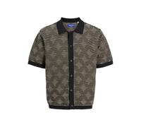 JACK & JONES Men's Jorparos Jacquard Knit SS Polo Shirt, Black, XS