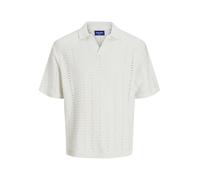JACK & JONES Men's Jorparos Knit Easter Ss Crochet Polo, Sea Salt, L