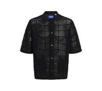 JACK & JONES Men's Jorretiro Crochet Knit Polo Se25, black, L