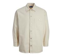 JACK & JONES Men's Jorsantorini Denim Overshirt Ls Long Sleeve Shirt, Buttercream, L