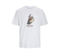 JACK & JONES Men's Jorskull Coast Tee SS Crew Neck, Bright White, XS