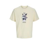 JACK & JONES Men's Jorskull Coast Tee SS Crew Neck, Double Cream, S