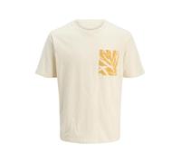JACK & JONES Men's Jorsplit AOP Pocket Tee Ss Crew Neck, Antique White, L
