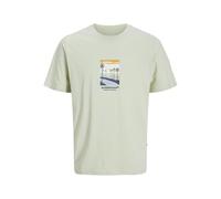 JACK & JONES Men's Jorsplit Graphic Front Tee Ss Crew Neck, Celadon Tint, S