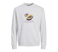 JACK & JONES Men's Jortampa Branding Sweat Crew Neck Sweatshirt, White Melange, M