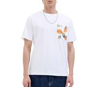 JACK & JONES Men's Jortavira AOP Pocket Tee SS Crew Neck, Bright White, L