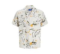 JACK & JONES Men's Jortavira Marshall AOP Shirt Ss Oc Pls, Buttercream, 3XL