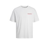 JACK & JONES Men's Jortokyo Market Tee Ss Crew Neck Tg T-Shirt, Bright White/Print: red Script, XL