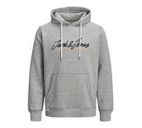 JACK & JONES Men's Jortons Upscale Sweat Hood Sn Sweatshirt, Light Grey Melange, S