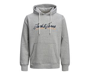 JACK & JONES Men's Jortons Upscale Sweat Hood Sn Sweatshirt, Light Grey Melange, S