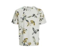 JACK & JONES Men's Jorvarenna AOP Tee SS Crew Neck, Cloud Dancer, XS